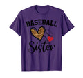 Baseball Sister Leopard Heart T-Shirt - Fun Novelty Design for Adults - T-Shirt, Sweatshirt, Hoodie