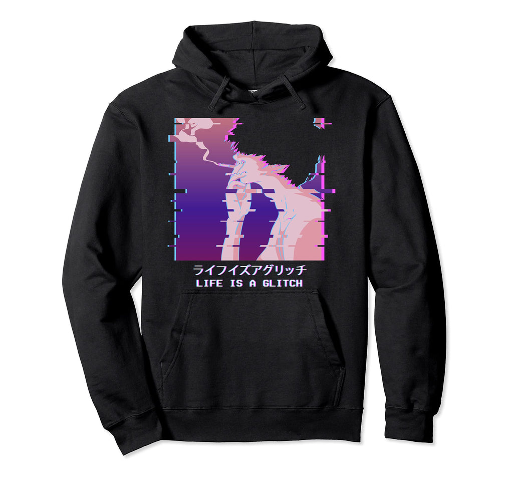 Vaporwave Aesthetic Anime Life Is Glitch Hoodie - Unique Graphic Unisex - T-Shirt, Sweatshirt, Hoodie
