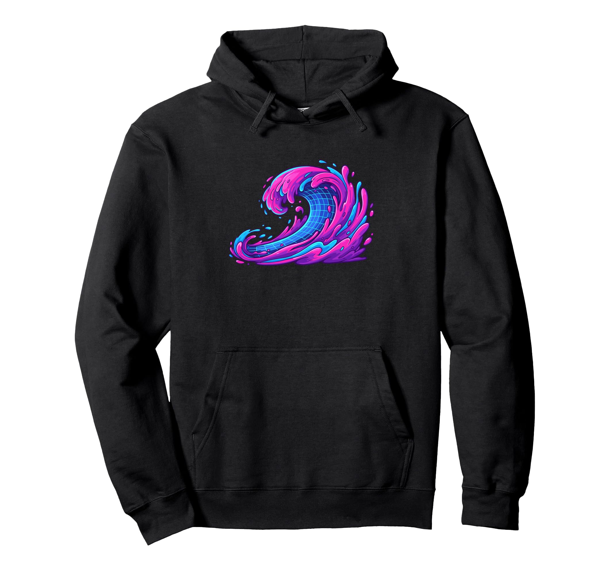 Cyberpunk Surf Wave Vaporwave Ocean Hoodie - Minimalist Print for Adults - T-Shirt, Sweatshirt, Hoodie