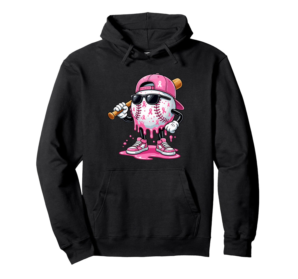 Baseball Drip Ice Cream Breast Cancer Hoodie - Graphic Print Men Women - T-Shirt, Sweatshirt, Hoodie