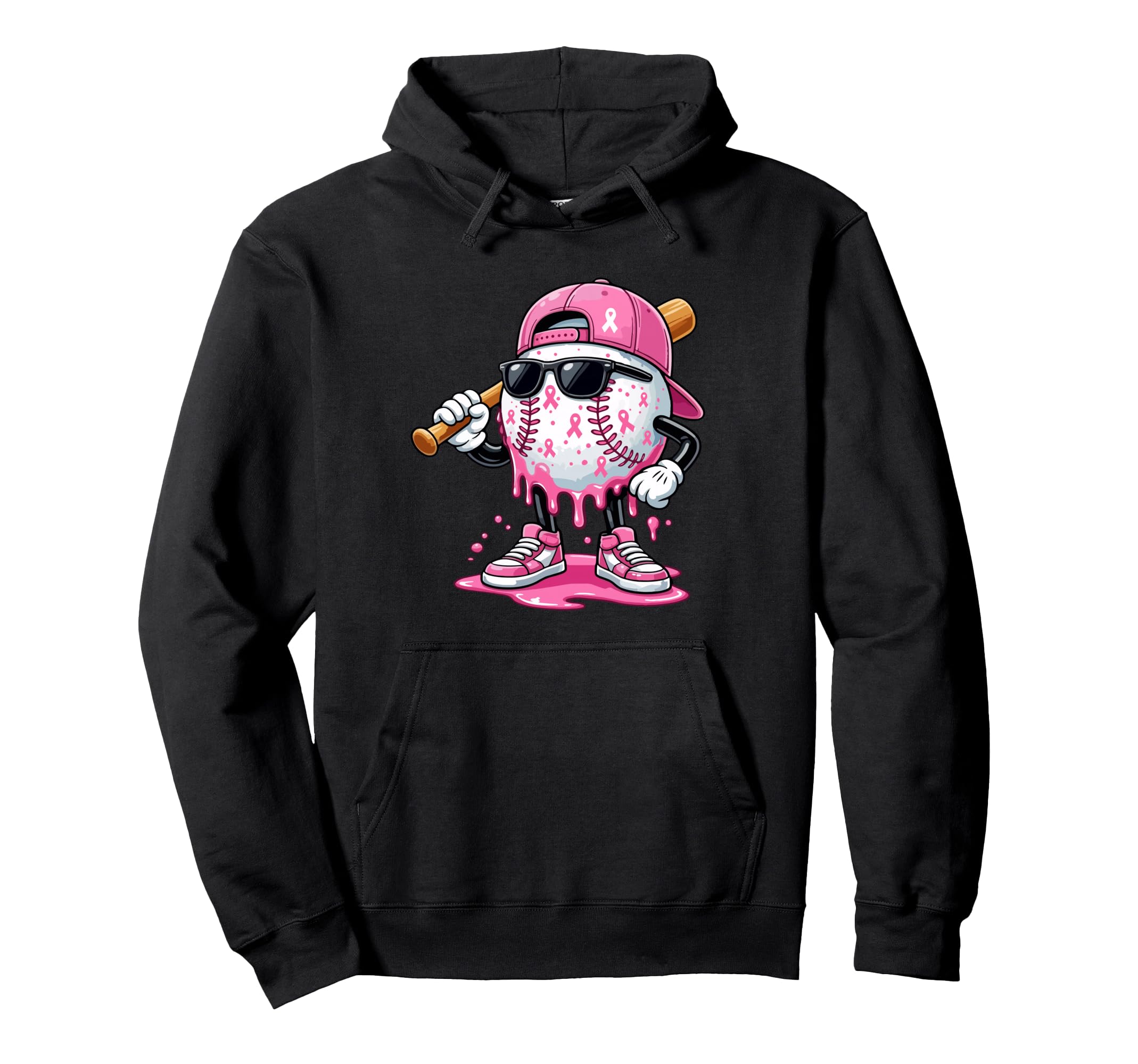 Baseball Drip Ice Cream Breast Cancer Hoodie - Graphic Print Men Women - T-Shirt, Sweatshirt, Hoodie