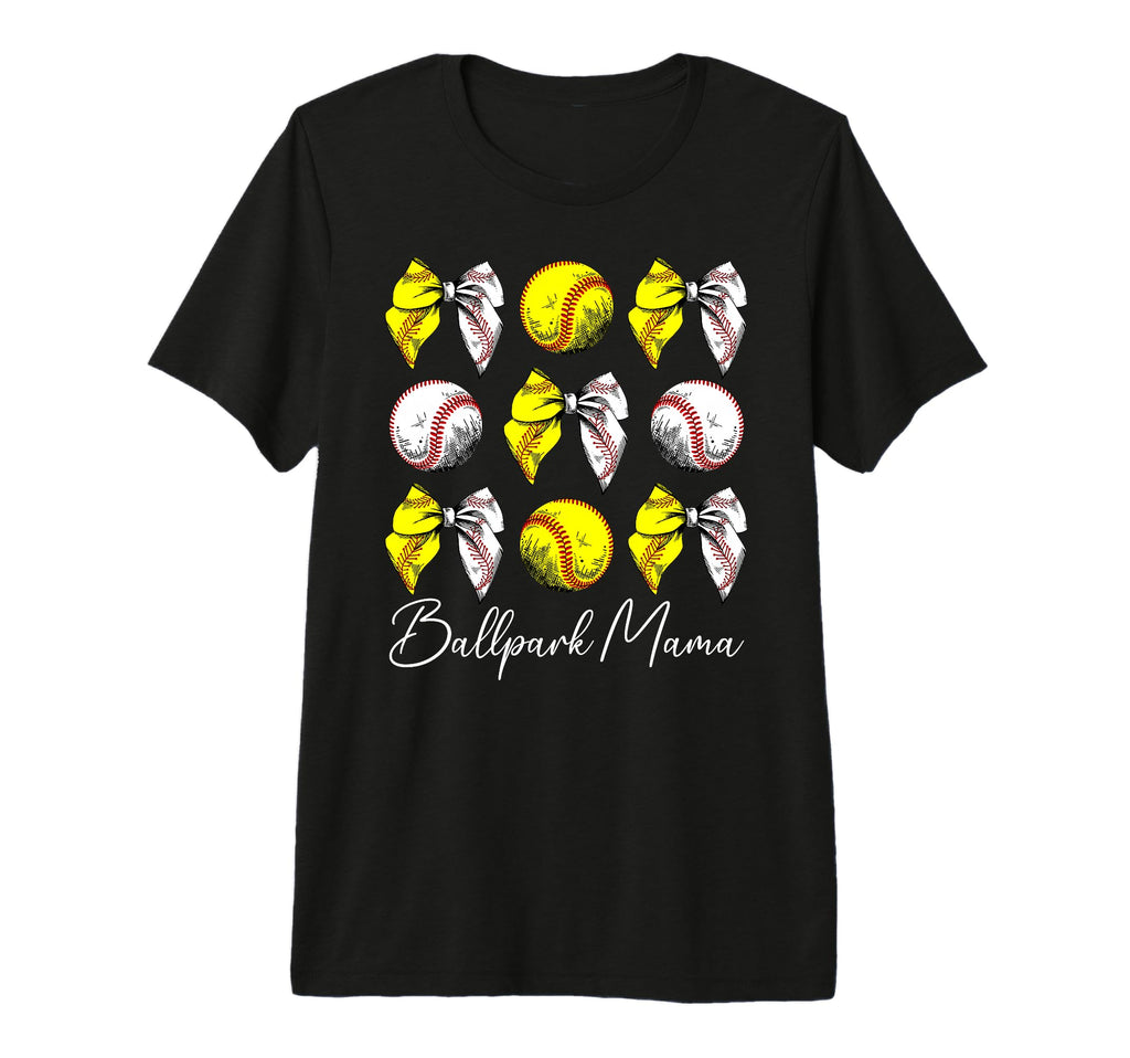Ballpark Mama Coquette Softball T-Shirt - Minimalist Print for Adults - T-Shirt, Sweatshirt, Hoodie