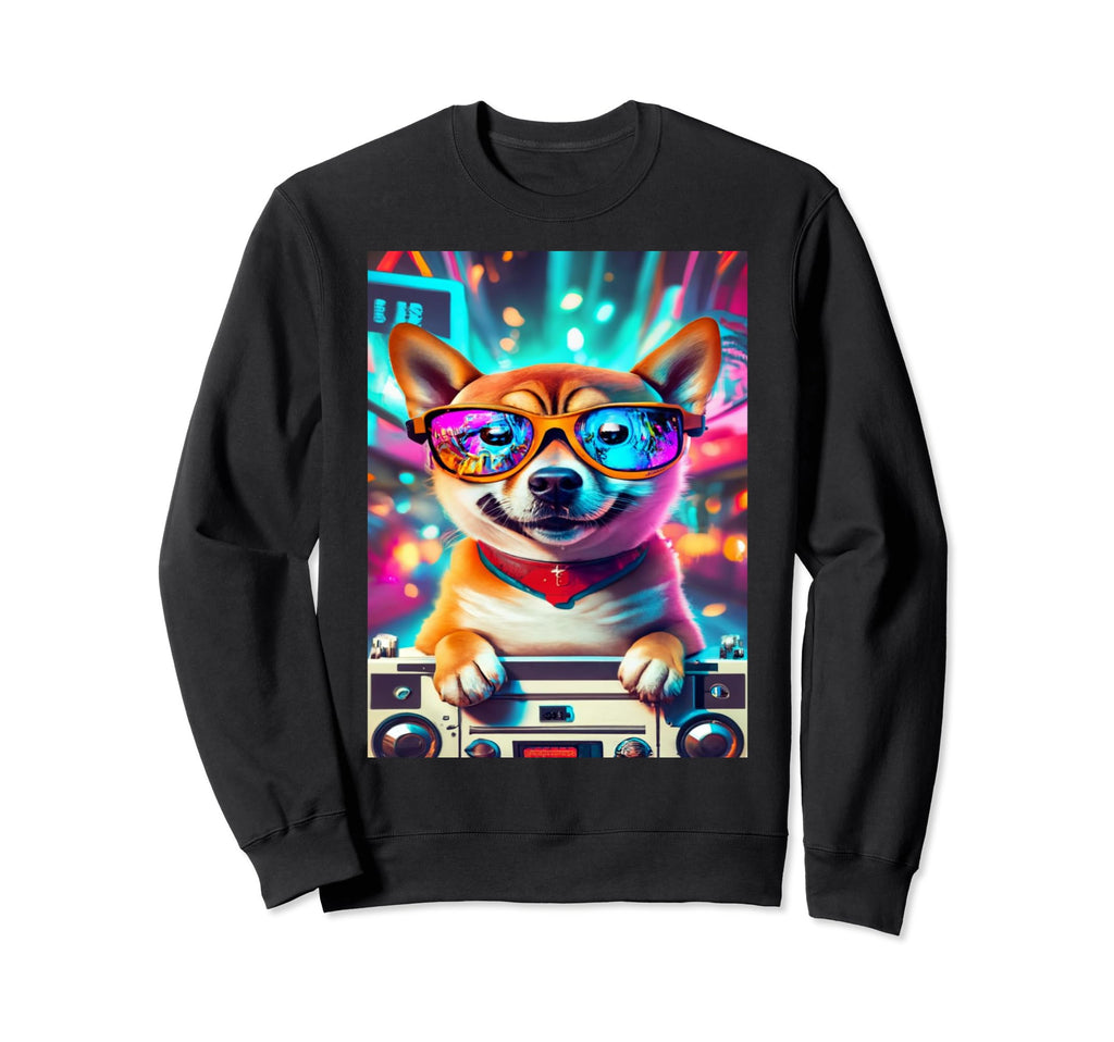 Shiba Inu Puppy Boom Box And Sweatshirt - Fun Novelty Design Men Women - T-Shirt, Sweatshirt, Hoodie