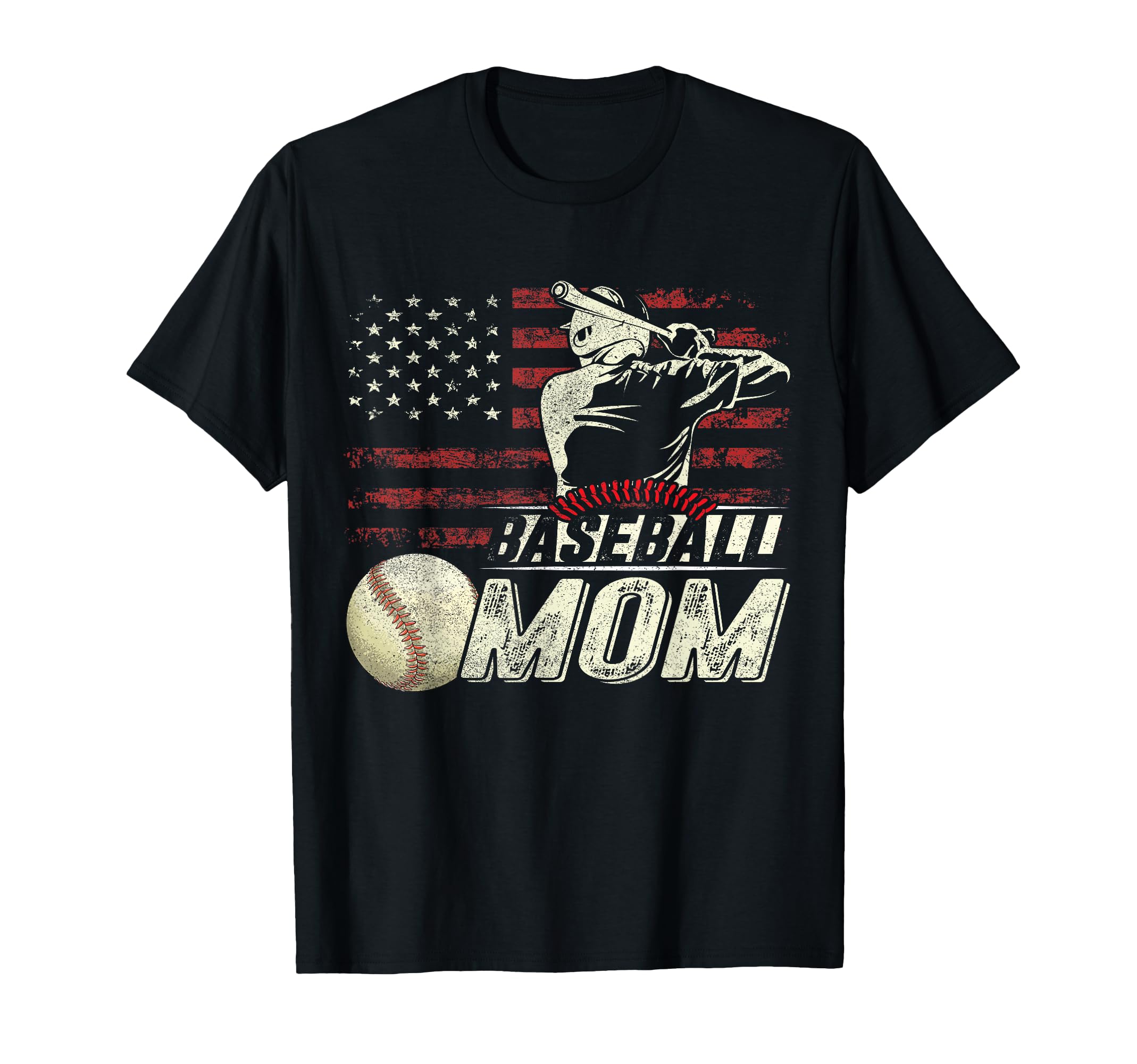 Baseball Mom Us Flag Gifts Mom Patriotic T-Shirt - Minimalist Print Unisex - T-Shirt, Sweatshirt, Hoodie