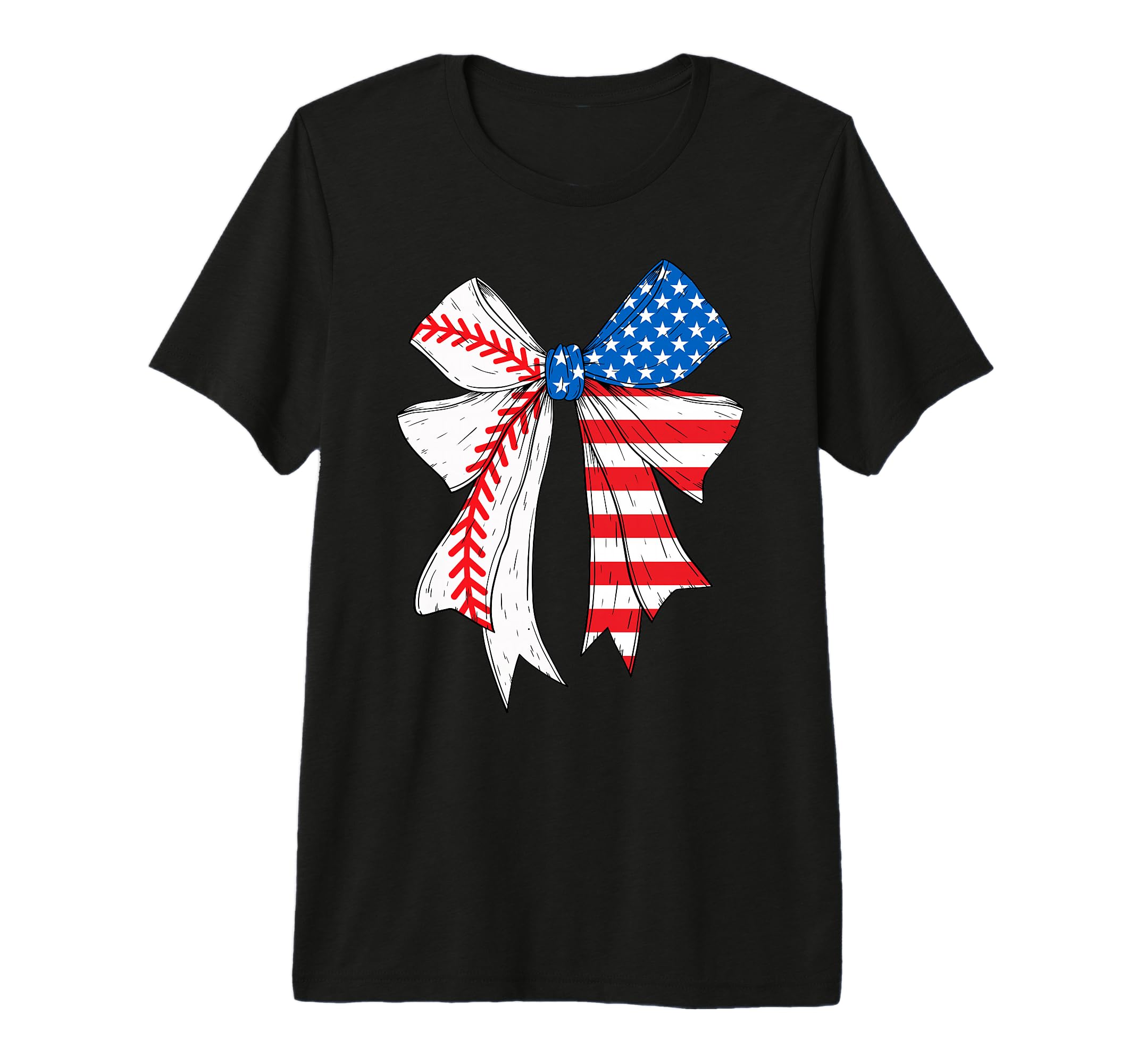 Baseball 4Th July Coquette Bow T-Shirt - Casual Everyday Wear Unisex - T-Shirt, Sweatshirt, Hoodie