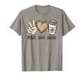 Peace Love Coffee Leopard Heart Peace T-Shirt - Novelty Apparel for Adults - T-Shirt, Sweatshirt, Hoodie