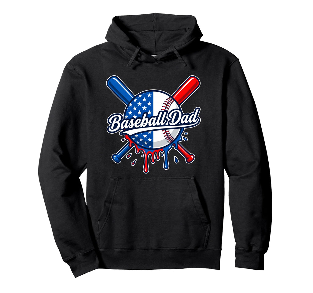 Patriotic Baseball Dad Usa Flag Hoodie - Aesthetic Graphic for Adults - T-Shirt, Sweatshirt, Hoodie