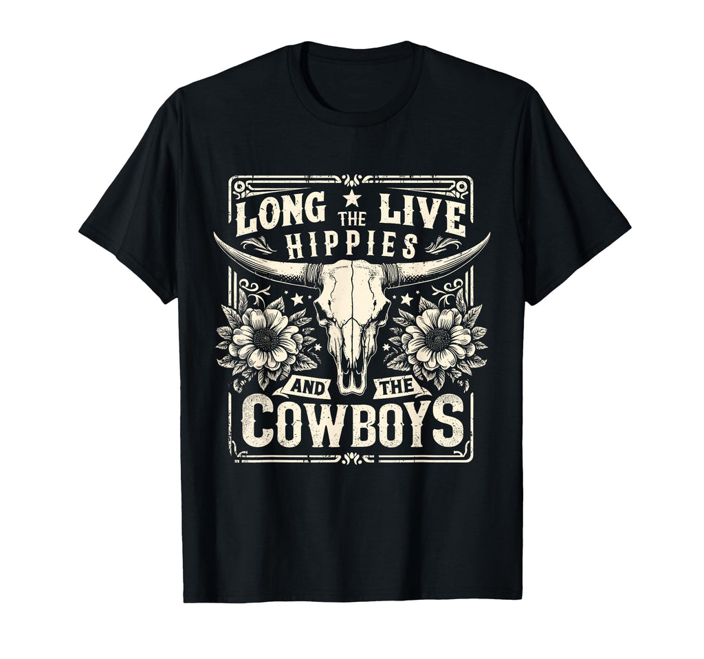 Long Live Hippies And Cowboys Country T-Shirt - Trendy Graphic for Adults - T-Shirt, Sweatshirt, Hoodie