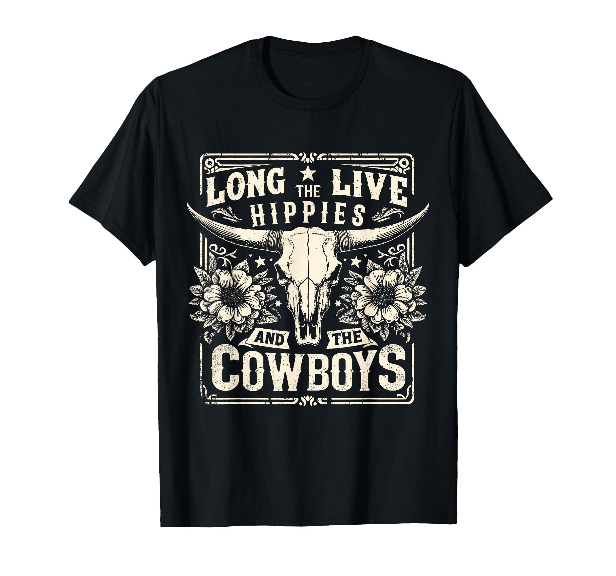 Long Live Hippies And Cowboys Country T-Shirt - Trendy Graphic for Adults - T-Shirt, Sweatshirt, Hoodie