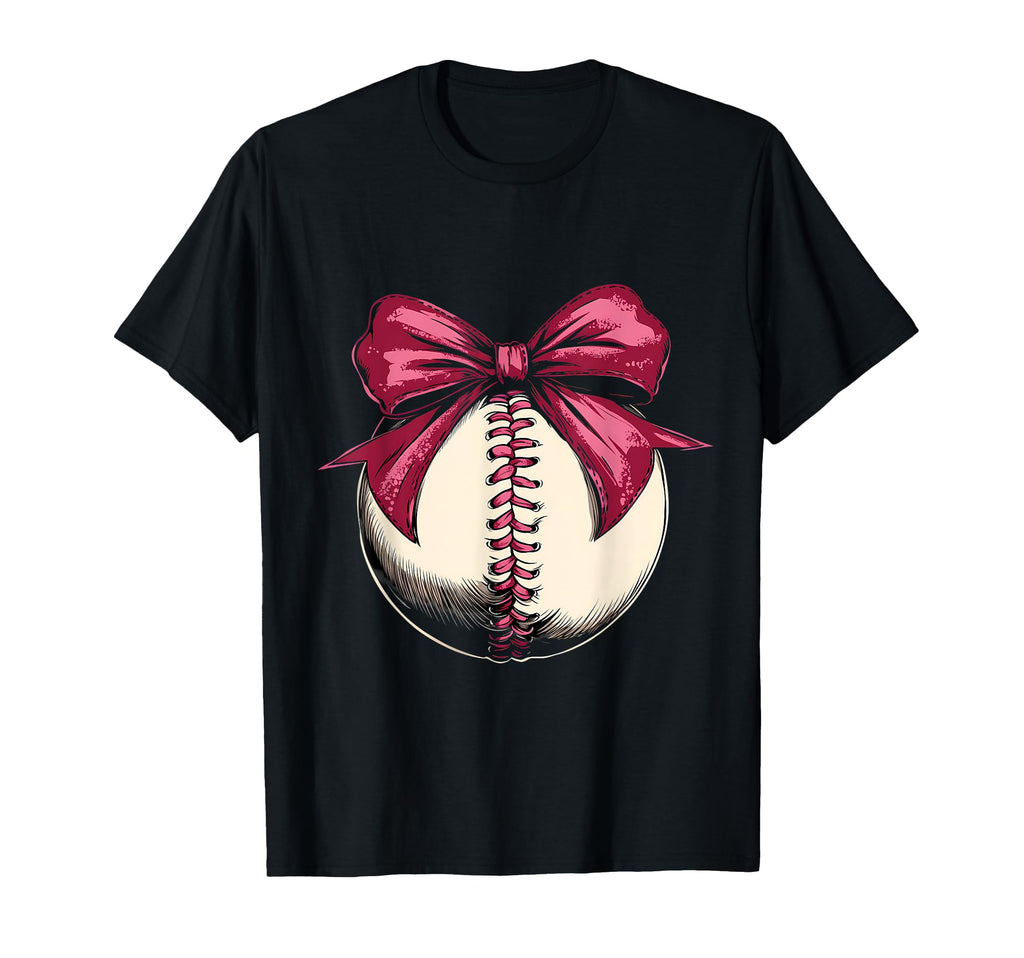 Baseball Coquette Bow Baseball Mom T-Shirt - Graphic Print Men Women - T-Shirt, Sweatshirt, Hoodie