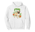 Pug Dog Groovy Floral Pug Dog Watercolor Hoodie - Graphic Print Men Women - T-Shirt, Sweatshirt, Hoodie