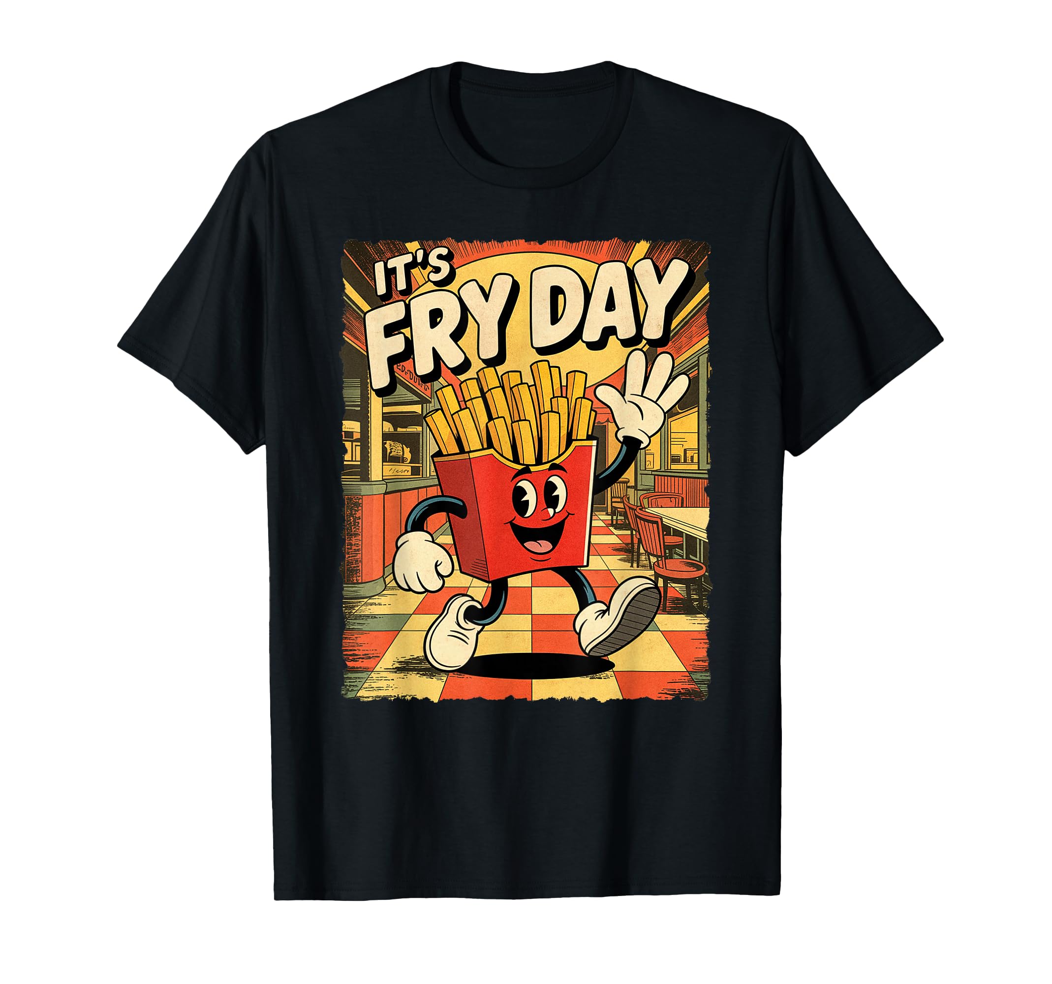 Its Fry Day Funny Rubber Hose Cartoon T-Shirt - Novelty Apparel for Adults - T-Shirt, Sweatshirt, Hoodie