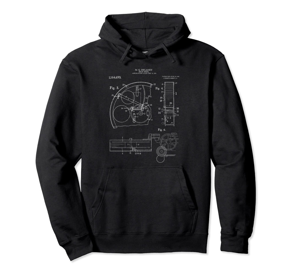 Film Reel Patent Camera Filmmaker Filmmaking Hoodie - Unique Graphic Unisex - T-Shirt, Sweatshirt, Hoodie