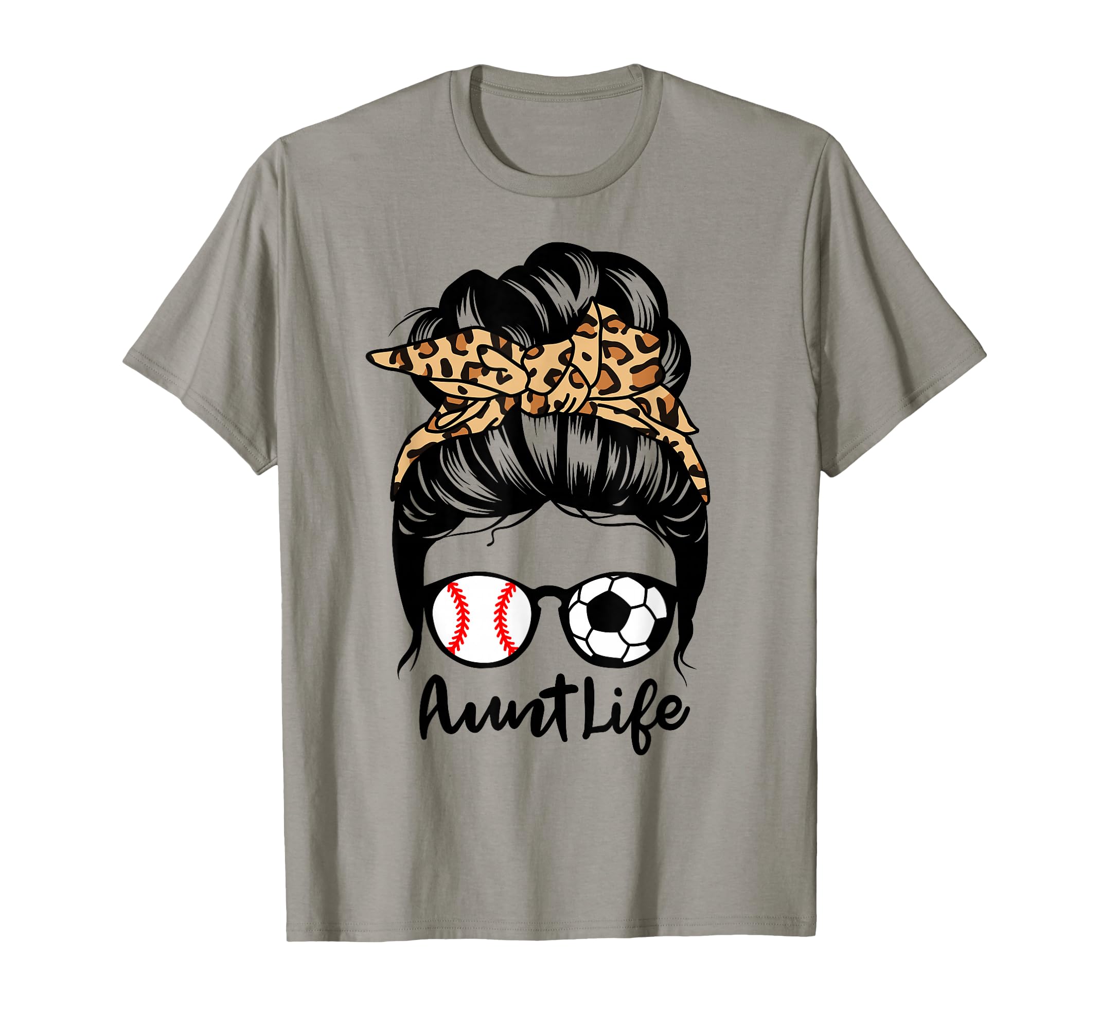 Aunt Life Messy Bun Hair Funny T-Shirt - Minimalist Print for Adults - T-Shirt, Sweatshirt, Hoodie