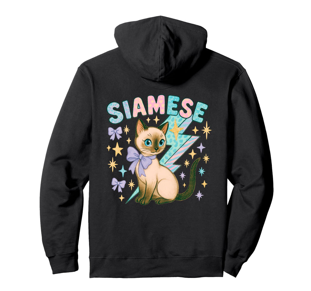 Siamese Cat Y2K Pastel Bolt Stars And Hoodie - Unique Graphic for Adults - T-Shirt, Sweatshirt, Hoodie