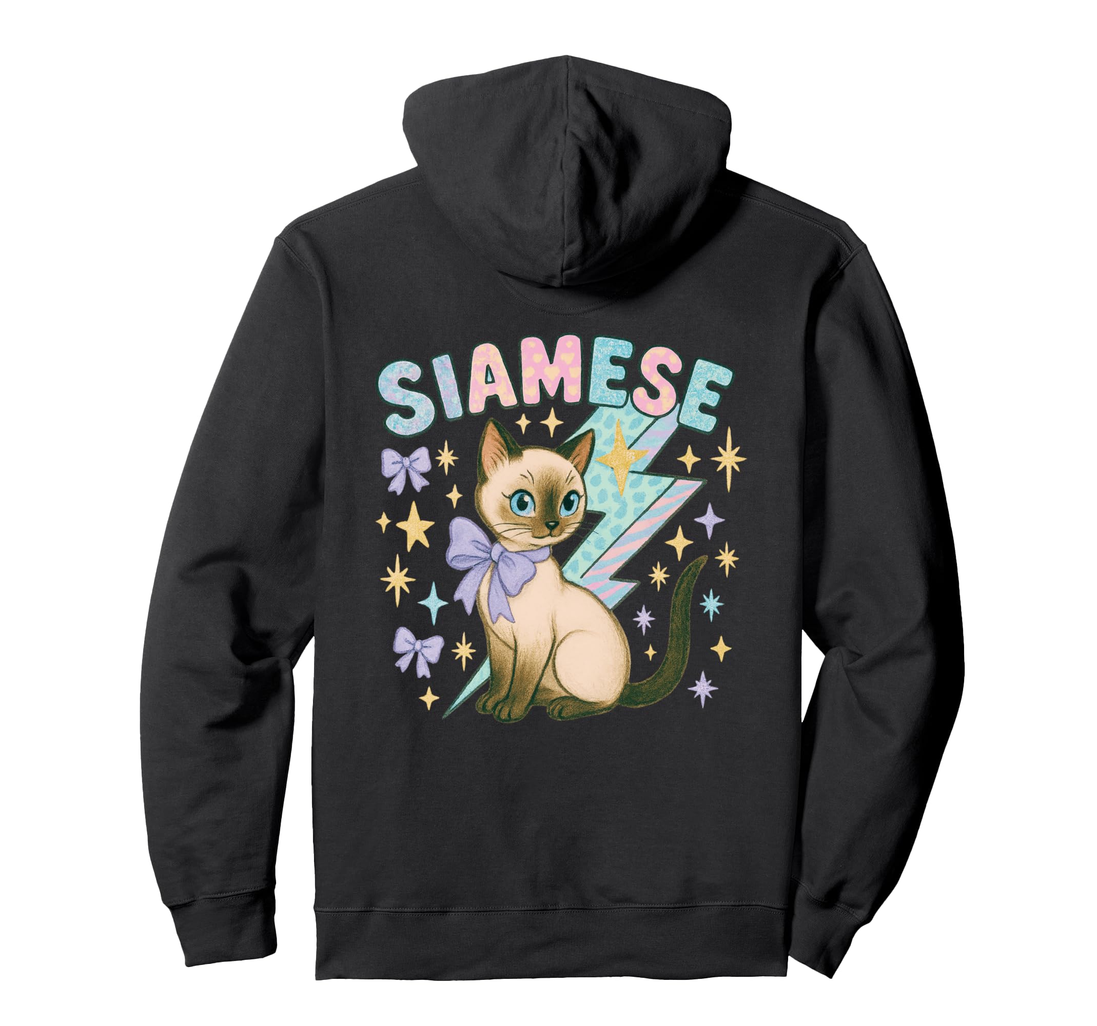 Siamese Cat Y2K Pastel Bolt Stars And Hoodie - Unique Graphic for Adults - T-Shirt, Sweatshirt, Hoodie