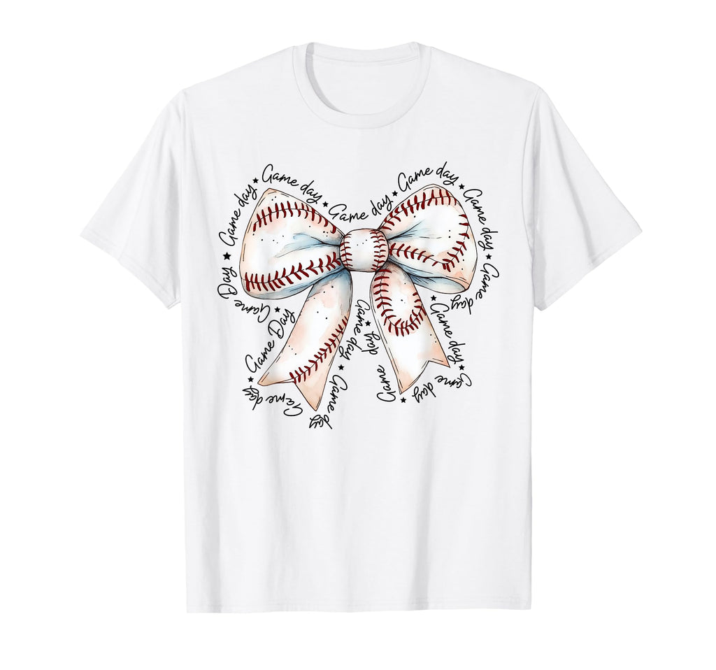 Game Day Baseball Bow Coquette Sports T-Shirt - Novelty Apparel Unisex - T-Shirt, Sweatshirt, Hoodie