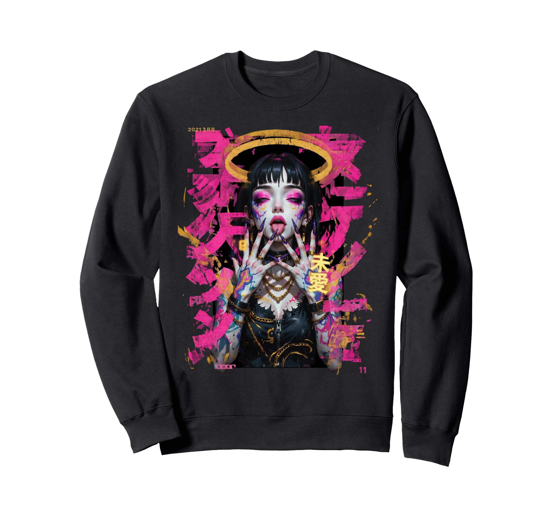 Japanese Cyberpunk Angel Sweatshirt - Novelty Apparel for Adults - T-Shirt, Sweatshirt, Hoodie
