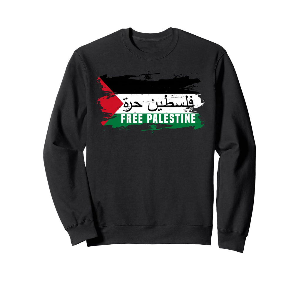 Distressed Free Palestine Flag Sweatshirt - Casual Everyday Wear Men Women - T-Shirt, Sweatshirt, Hoodie
