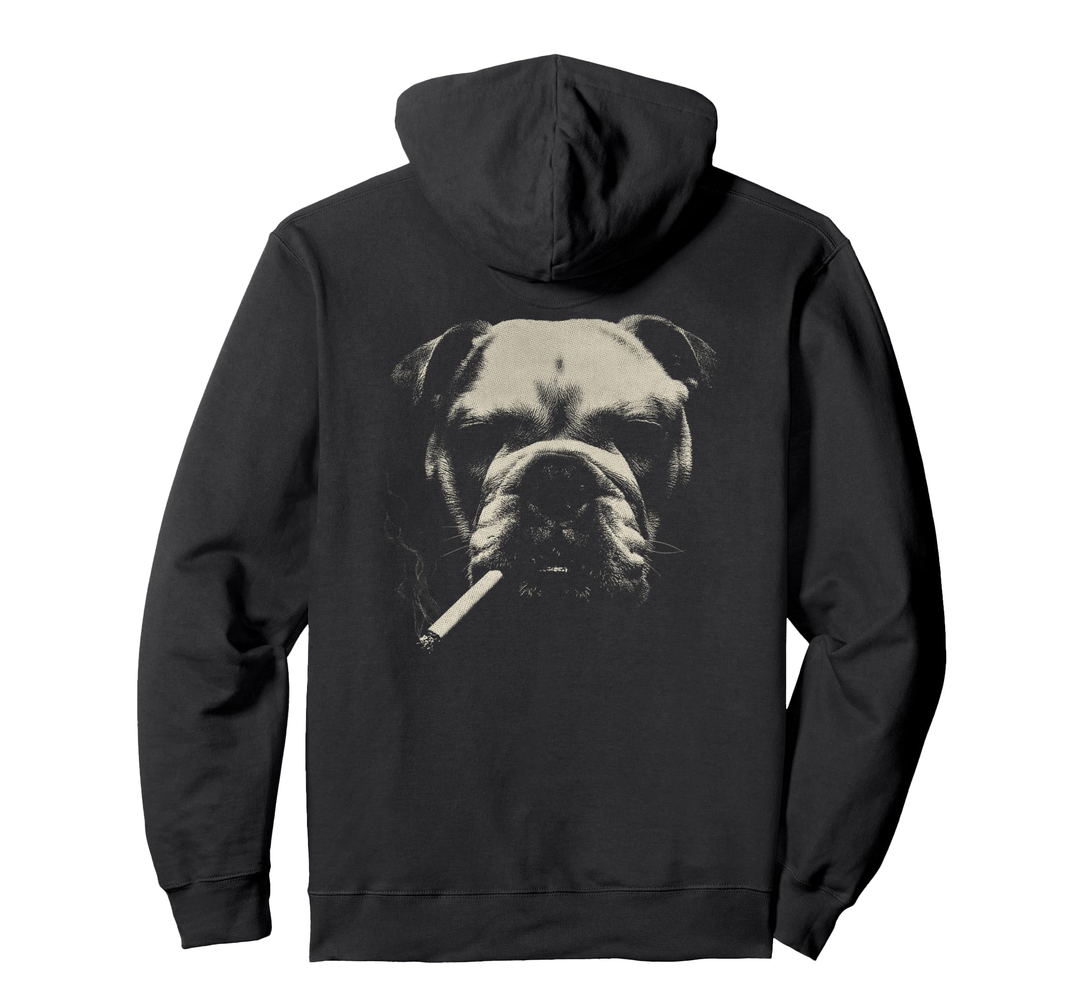 English Bulldog Smoking Cigarette Grunge Hoodie - Minimalist Print Unisex - T-Shirt, Sweatshirt, Hoodie