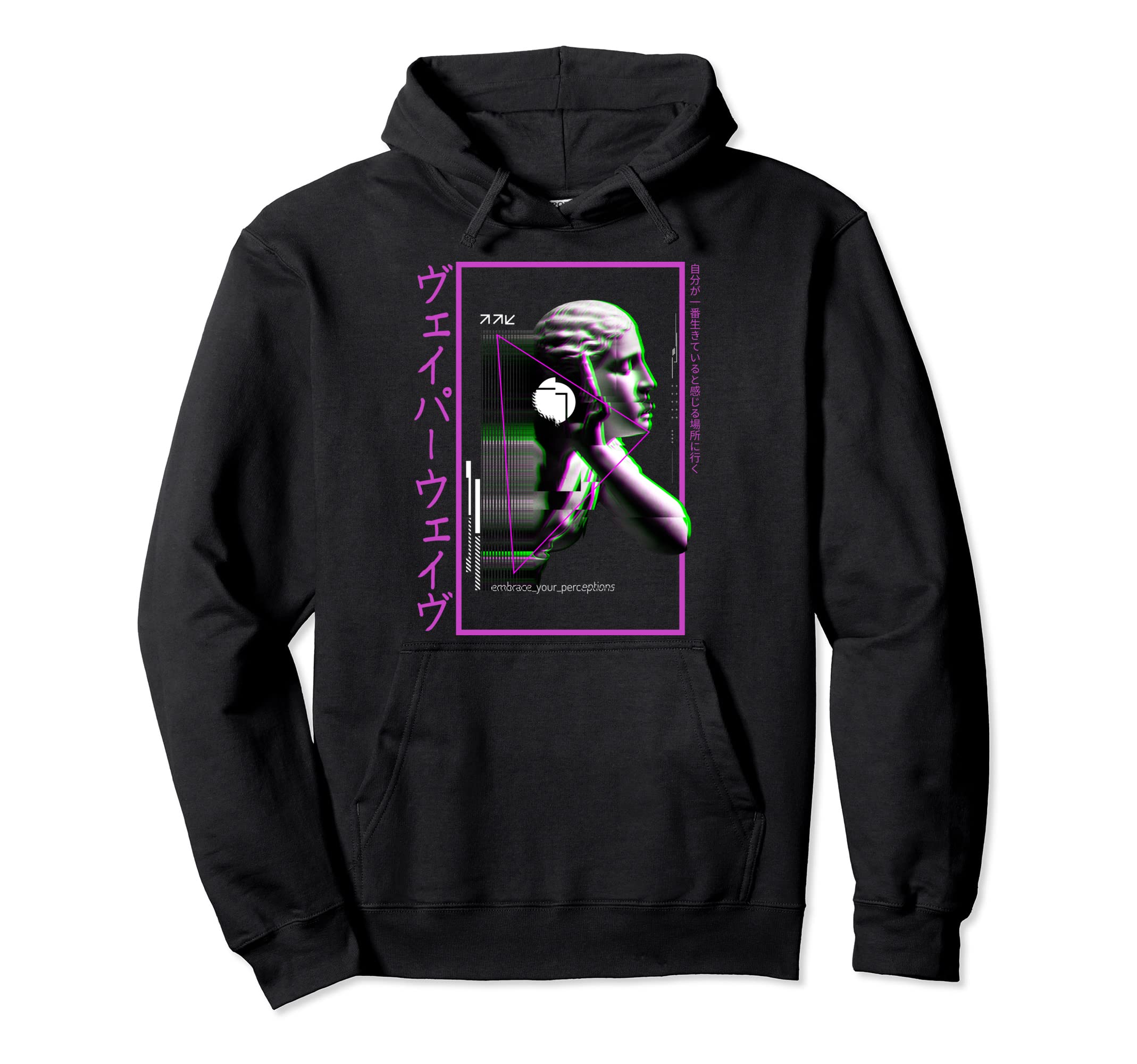 Vaporwave Statue Aesthetic Art Glitch Hoodie - Trendy Graphic for Adults - T-Shirt, Sweatshirt, Hoodie