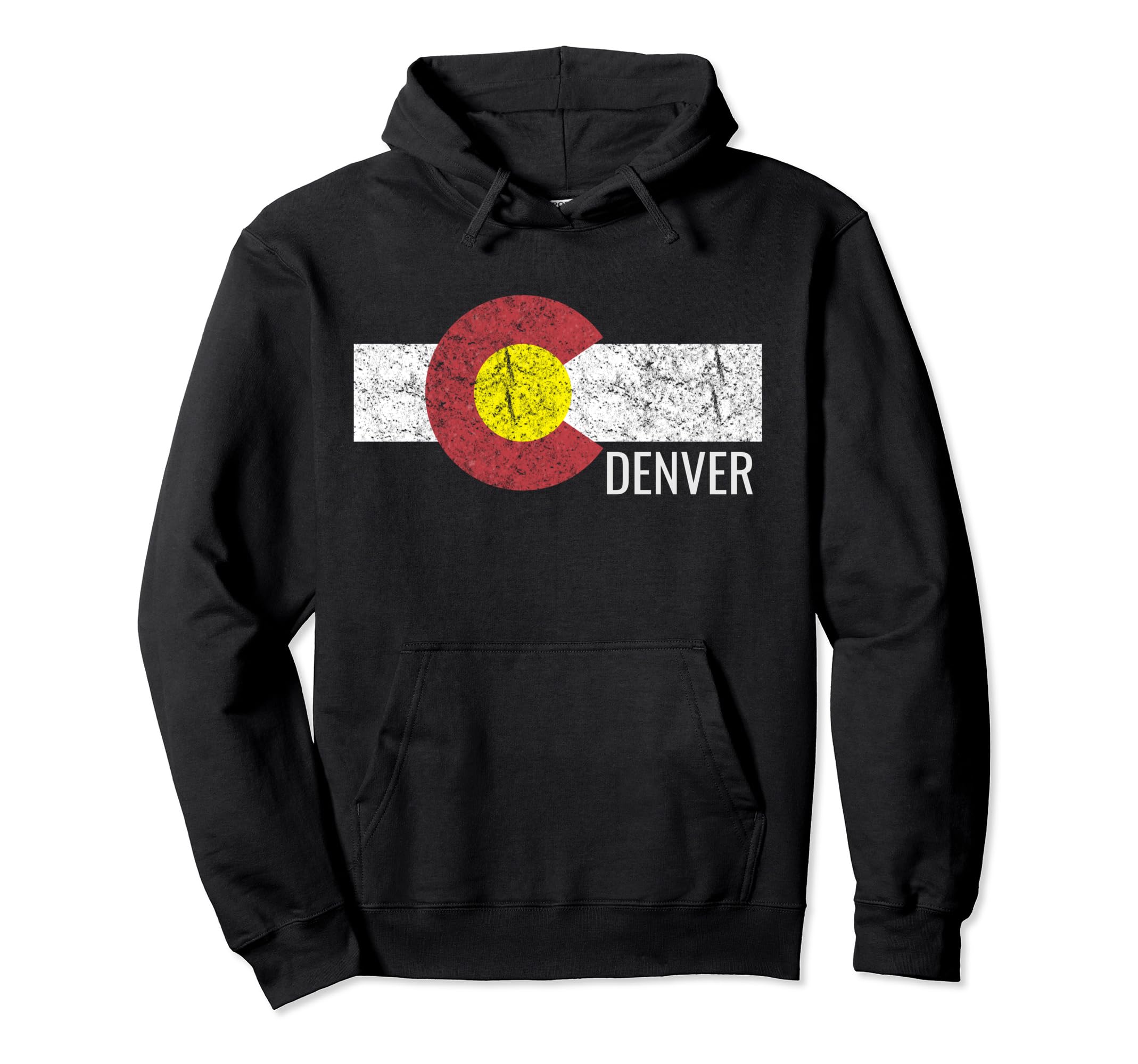 Colorado Denver Flag Distressed Vibe Hoodie - Trendy Graphic for Adults - T-Shirt, Sweatshirt, Hoodie