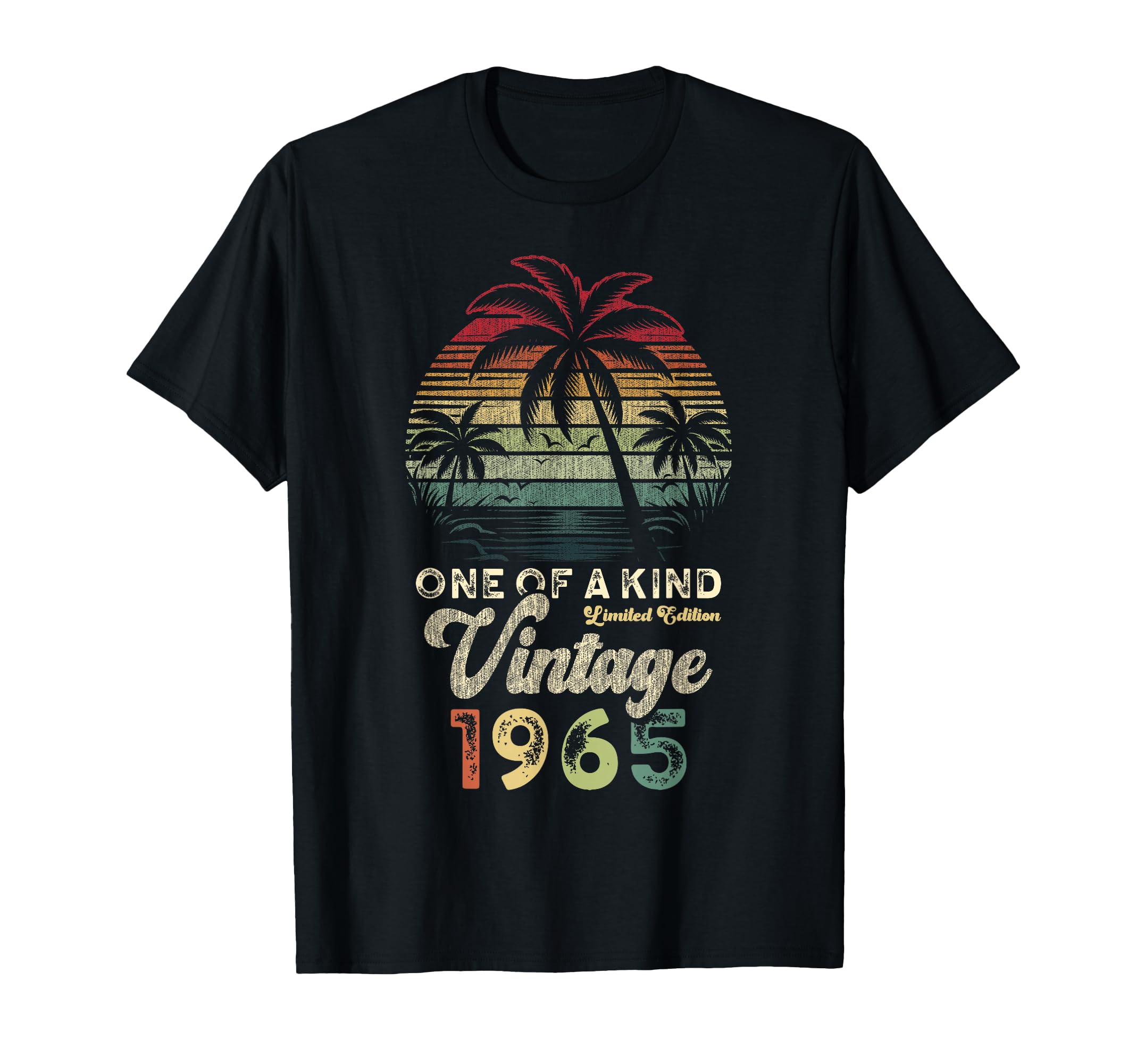 1965 Birthday 61 Years Palm Trees T-Shirt - Minimalist Print Men Women - T-Shirt, Sweatshirt, Hoodie
