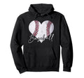 Baseball Heart Mom Grandma Mothers Day Hoodie - Aesthetic Graphic Men Women - T-Shirt, Sweatshirt, Hoodie