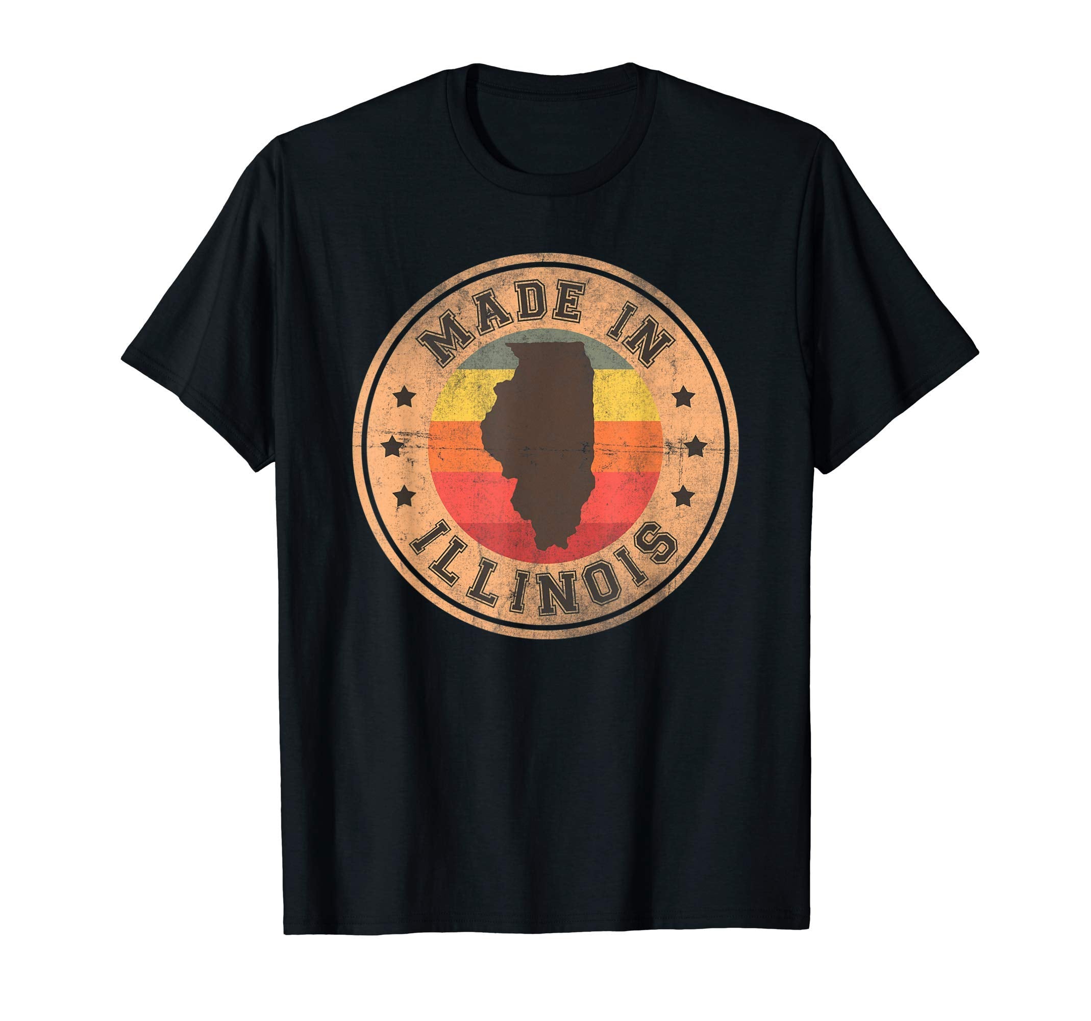 Illinois Us State Map Stripes 1970 T-Shirt - Novelty Apparel Unisex - T-Shirt, Sweatshirt, Hoodie