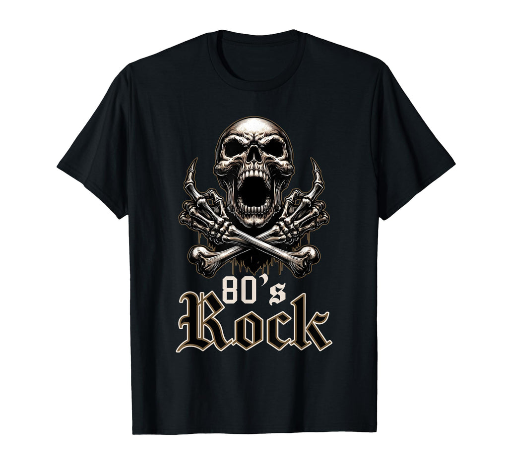 80S Rock Skeleton Artwork Music Lovers T-Shirt - Graphic Print for Adults - T-Shirt, Sweatshirt, Hoodie