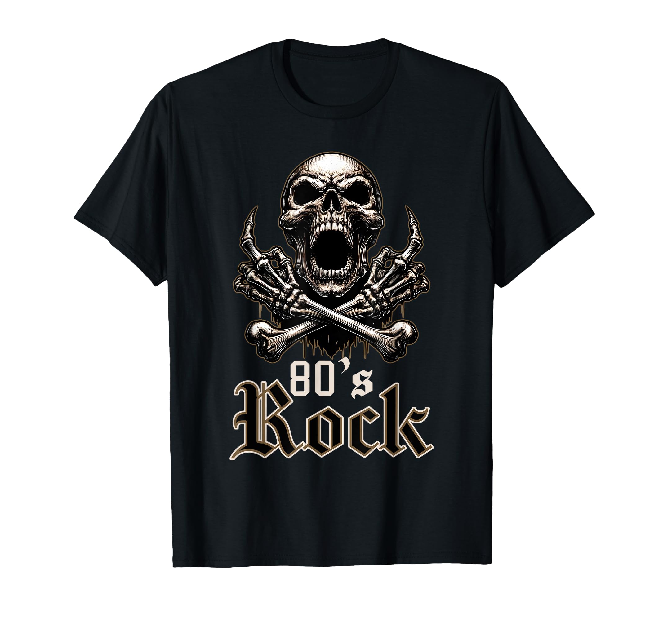 80S Rock Skeleton Artwork Music Lovers T-Shirt - Graphic Print for Adults - T-Shirt, Sweatshirt, Hoodie