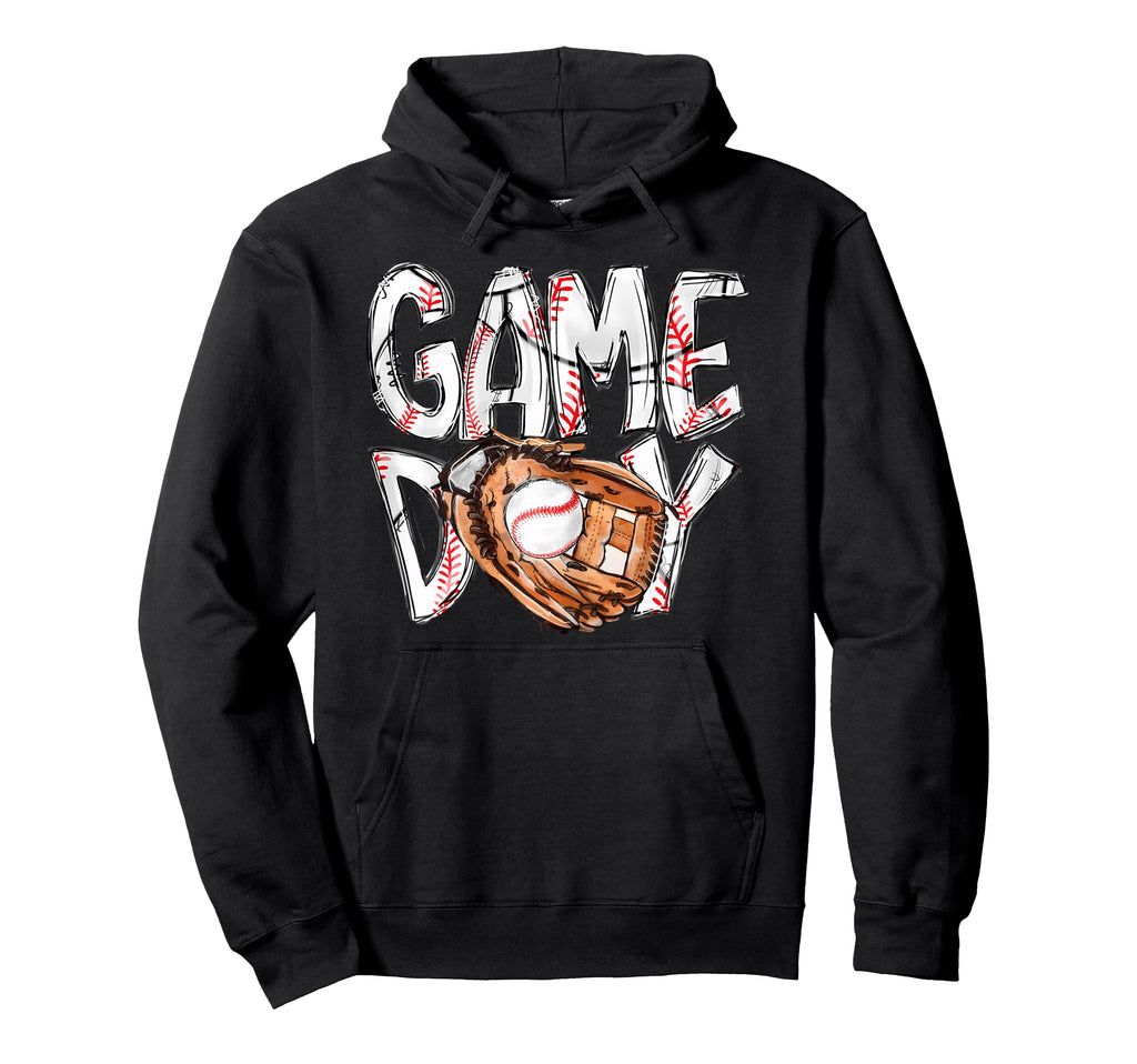 Game Day Baseball Softball Heart Love Hoodie - Custom Art Print Men Women - T-Shirt, Sweatshirt, Hoodie