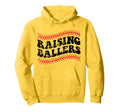 Raising Ballers Baseball Mom Dad Hoodie - Novelty Apparel for Adults - T-Shirt, Sweatshirt, Hoodie