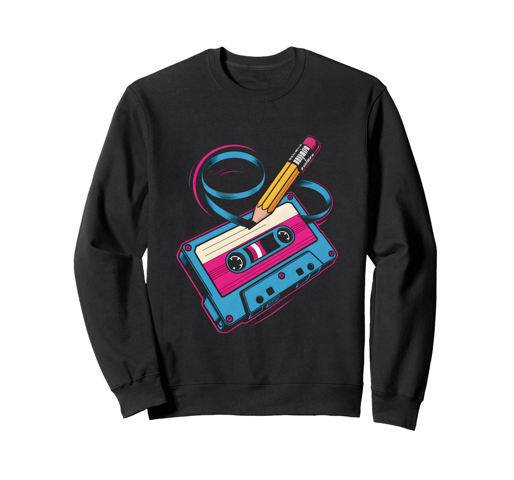 Mixtape Cassette Pencil Sweatshirt - Fun Novelty Design Men Women - T-Shirt, Sweatshirt, Hoodie