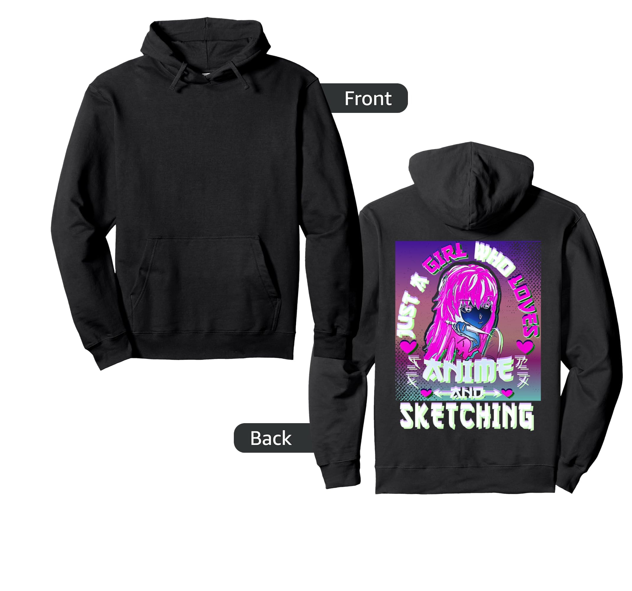 Japanese Vaporwave Sad Sketching Hoodie - Casual Everyday Wear Unisex - T-Shirt, Sweatshirt, Hoodie