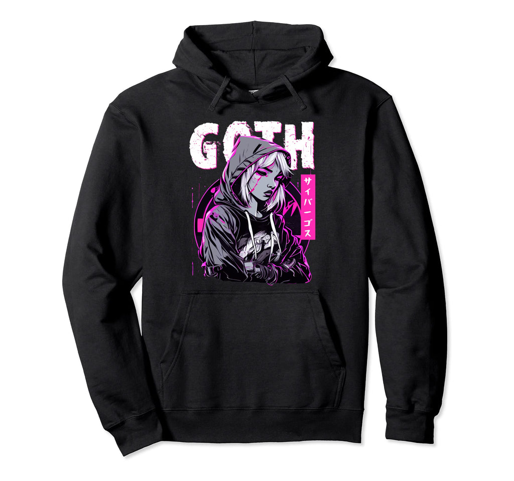 Gothic Sad Anime Japanese Cybergoth Hoodie - Fun Novelty Design for Adults - T-Shirt, Sweatshirt, Hoodie