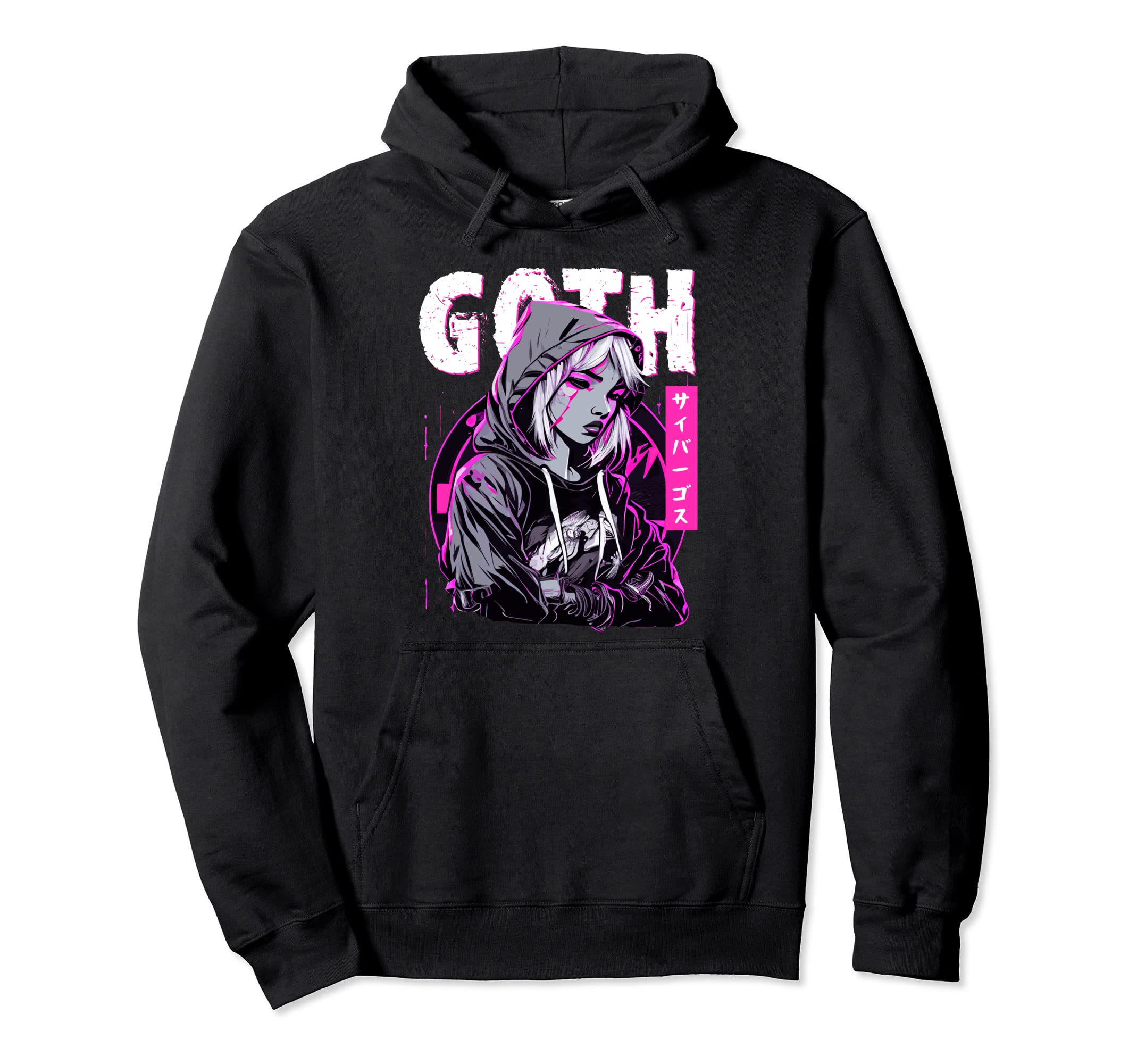Gothic Sad Anime Japanese Cybergoth Hoodie - Fun Novelty Design for Adults - T-Shirt, Sweatshirt, Hoodie