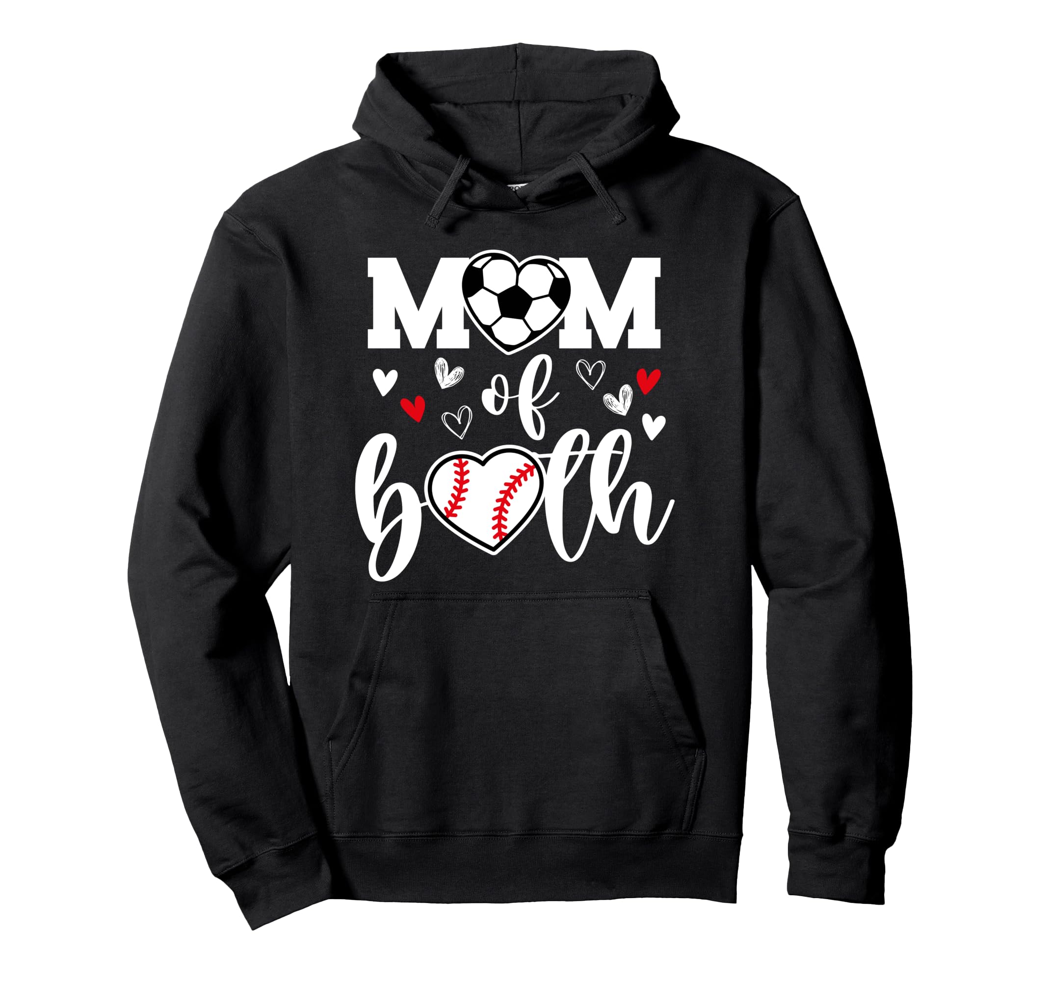 Mom Both Heart Soccer Baseball Sports Hoodie - Unique Graphic Men Women - T-Shirt, Sweatshirt, Hoodie