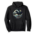 Aesthetic Vaporwave Great Wave Starry Night Hoodie - Unique Graphic Unisex - T-Shirt, Sweatshirt, Hoodie