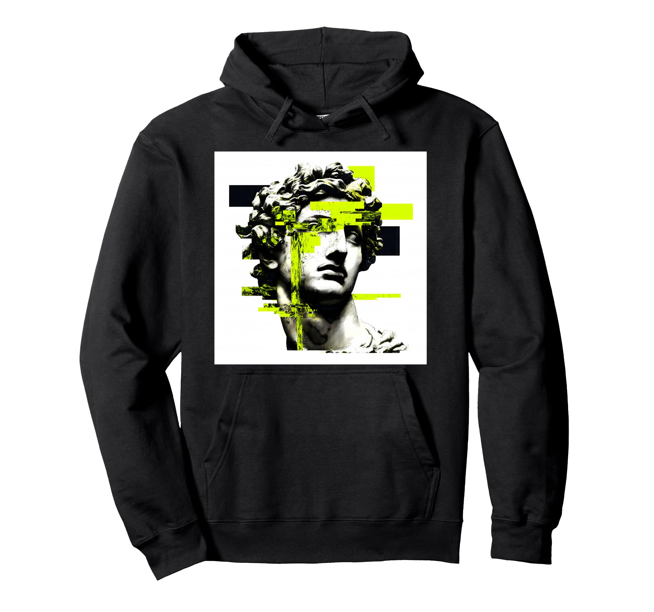 Glitch Art Statue Head Vaporwave Hoodie - Aesthetic Graphic Men Women - T-Shirt, Sweatshirt, Hoodie