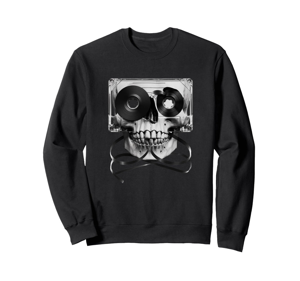 Cassette Tape Skull And Sweatshirt - Aesthetic Graphic for Adults - T-Shirt, Sweatshirt, Hoodie