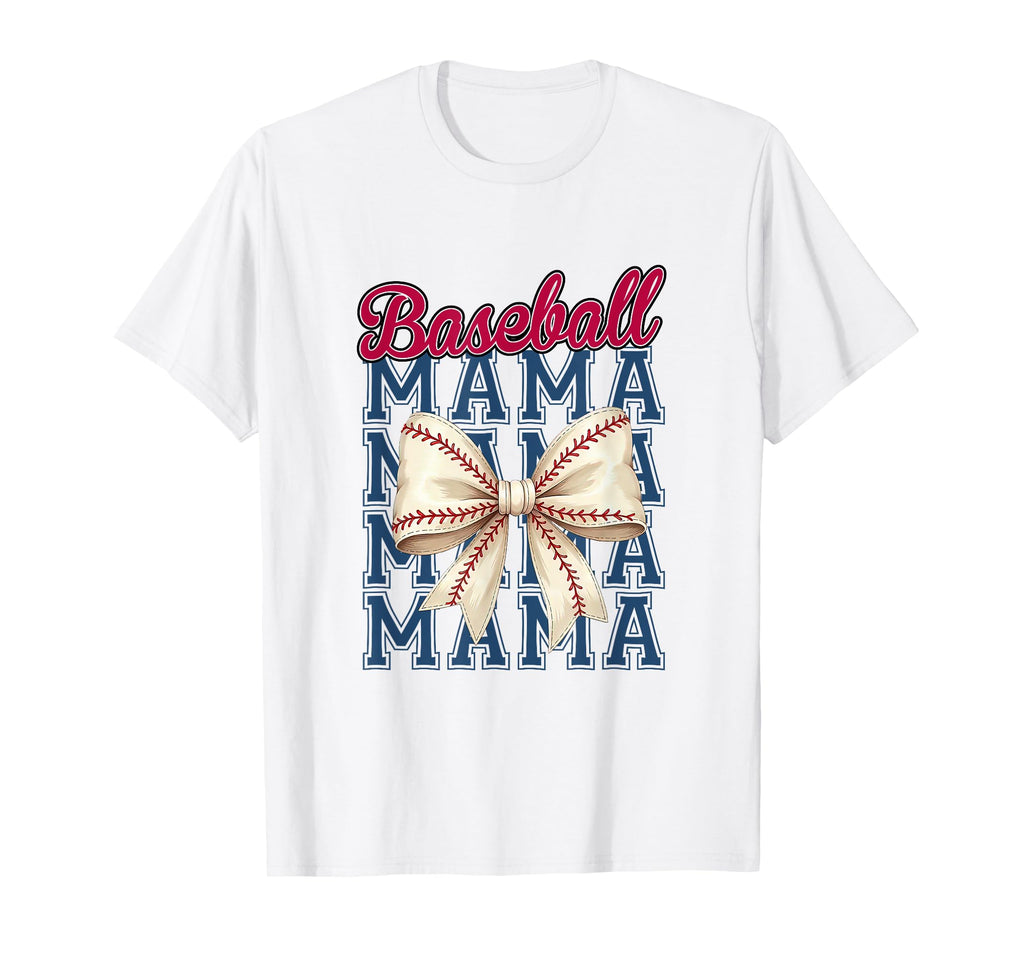 Baseball Mama Coquette Bow Mom Baseball T-Shirt - Novelty Apparel Unisex - T-Shirt, Sweatshirt, Hoodie