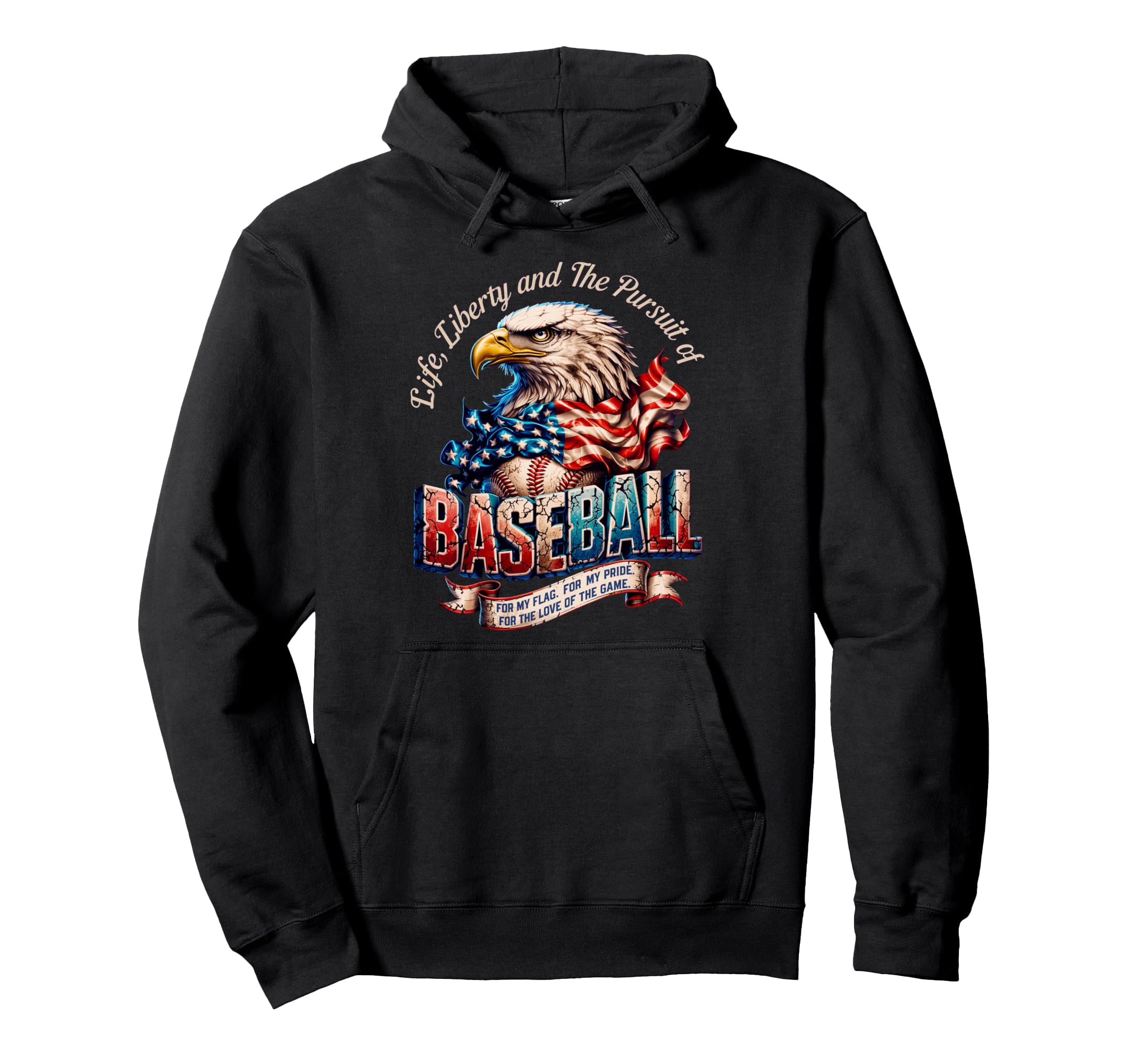 American Baseball Flag Proud Baseball Hoodie - Unique Graphic Unisex - T-Shirt, Sweatshirt, Hoodie