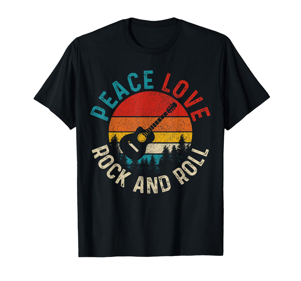 Peace Love Rock Roll Guitar Player T-Shirt - Fun Novelty Design for Adults - T-Shirt, Sweatshirt, Hoodie