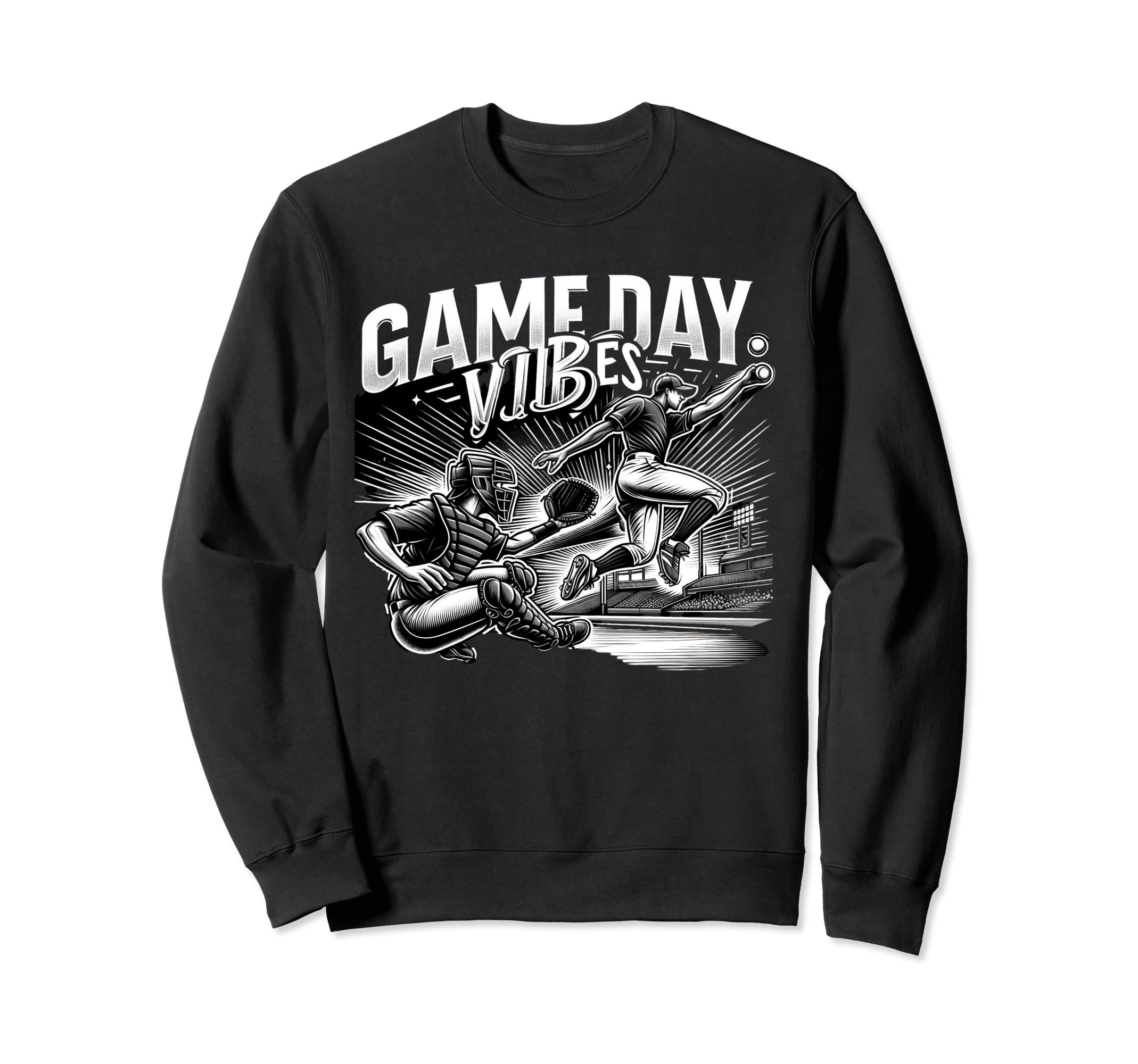 Baseball Game Day Vibes Sweatshirt - Casual Everyday Wear for Adults - T-Shirt, Sweatshirt, Hoodie