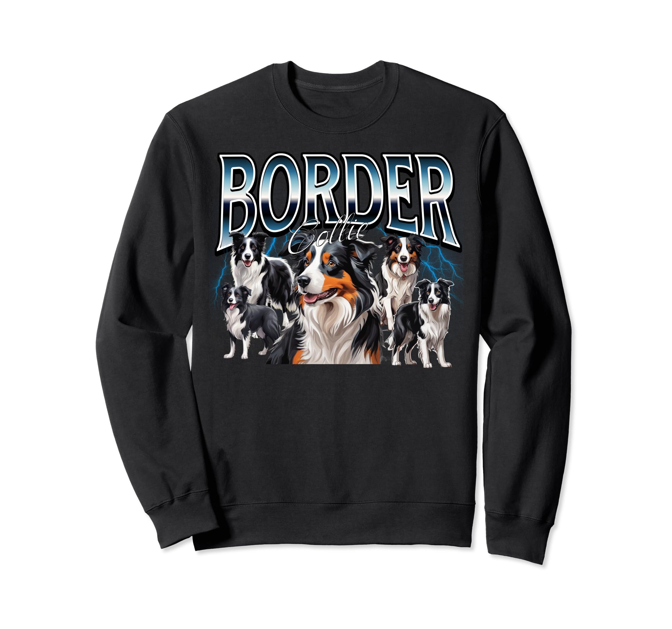 Border Collie Dog 90S Bootleg Sweatshirt - Casual Everyday Wear for Adults - T-Shirt, Sweatshirt, Hoodie