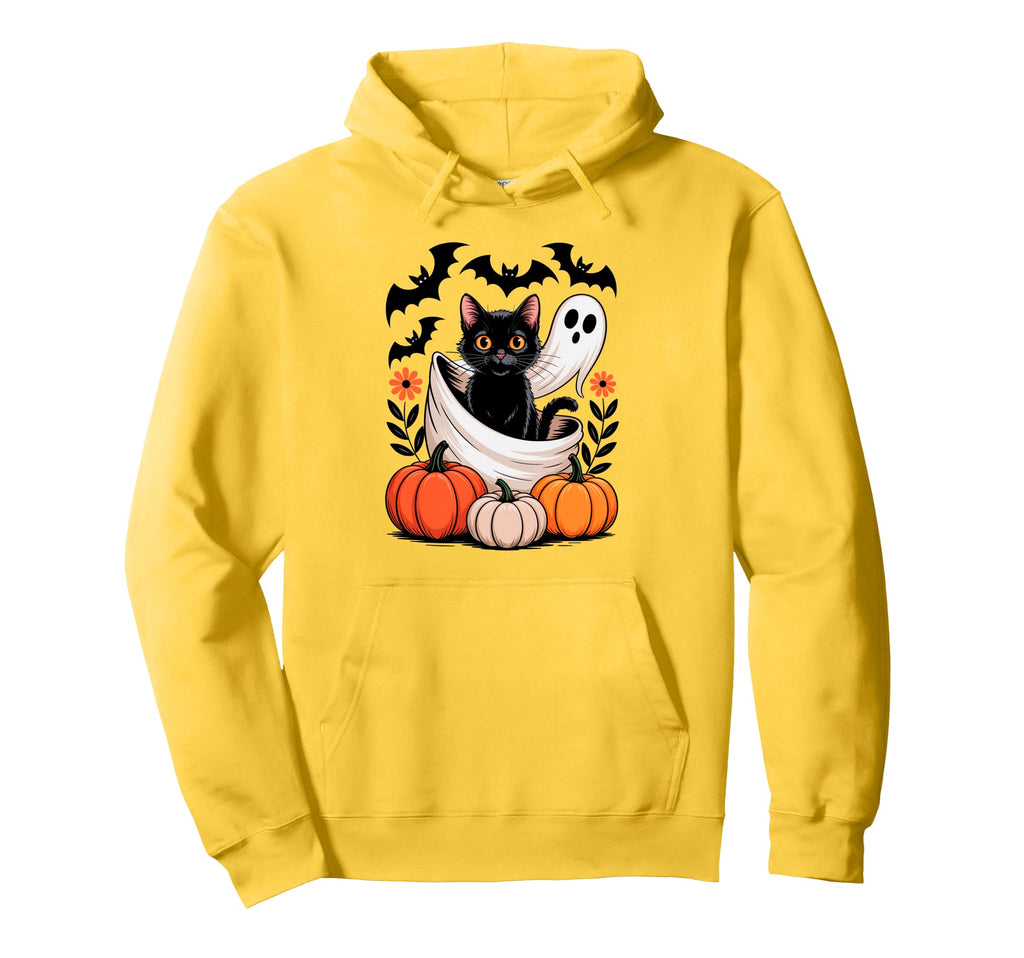 Boho Halloween Cat Ghost Spooky Mama Hoodie - Fun Novelty Design Men Women - T-Shirt, Sweatshirt, Hoodie