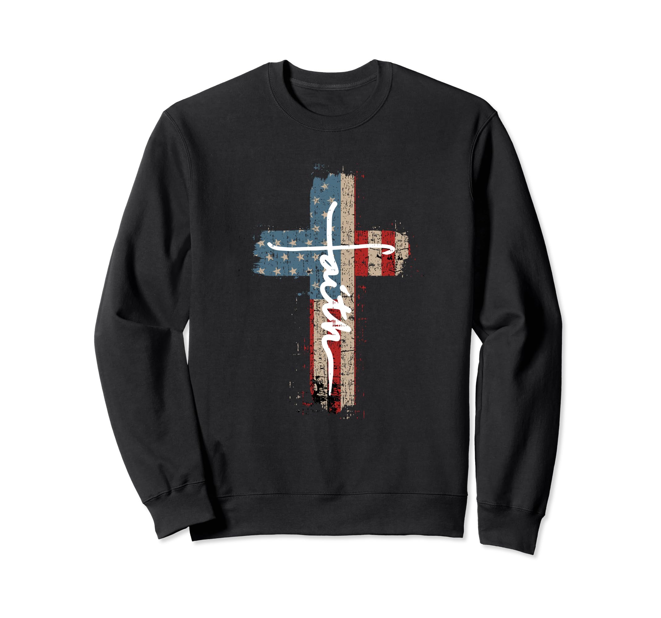 Faith American Flag Cross Sweatshirt - Casual Everyday Wear for Adults - T-Shirt, Sweatshirt, Hoodie