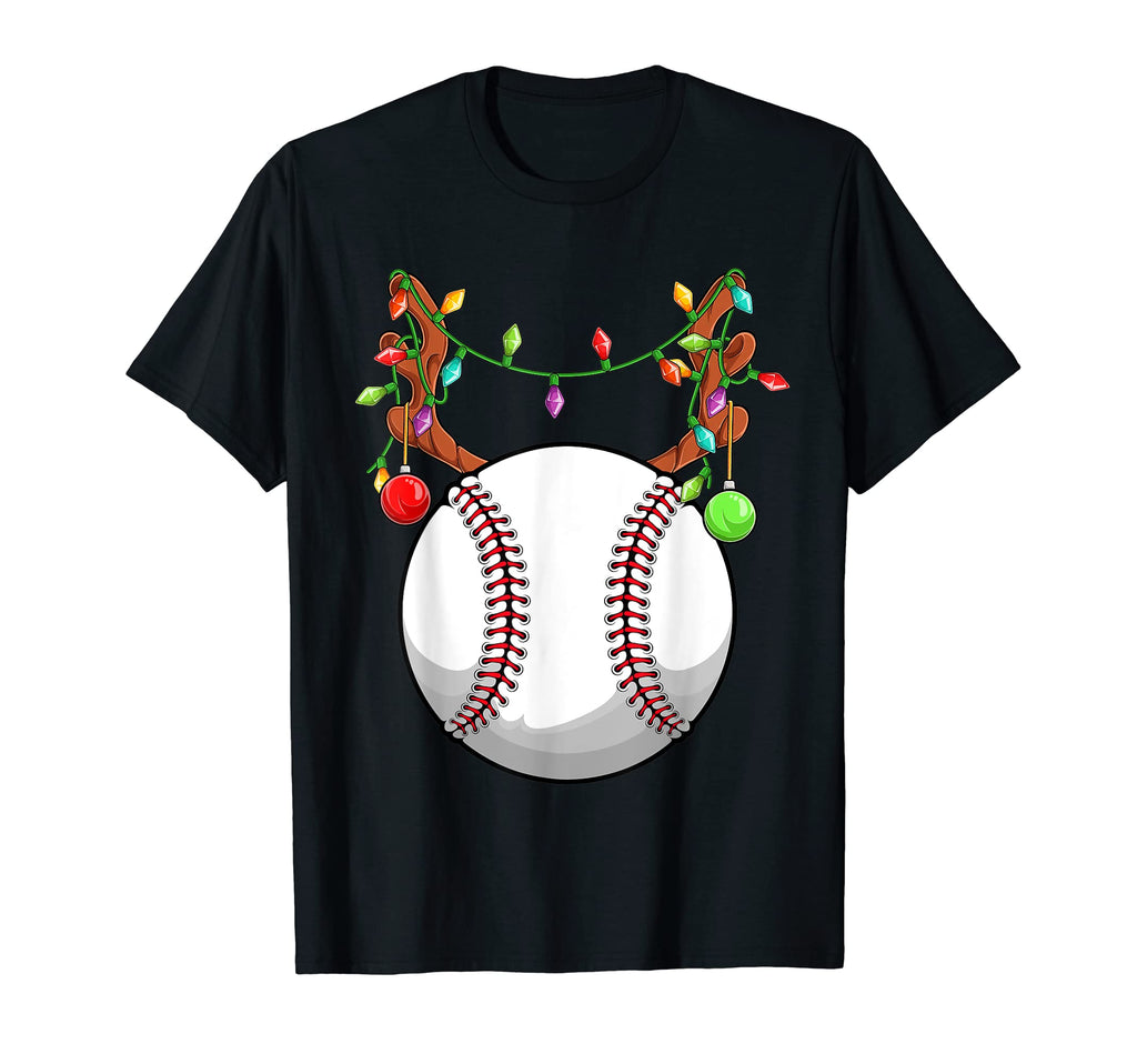 Baseball Ball Reindeer Ornaments T-Shirt - Novelty Apparel for Adults - T-Shirt, Sweatshirt, Hoodie