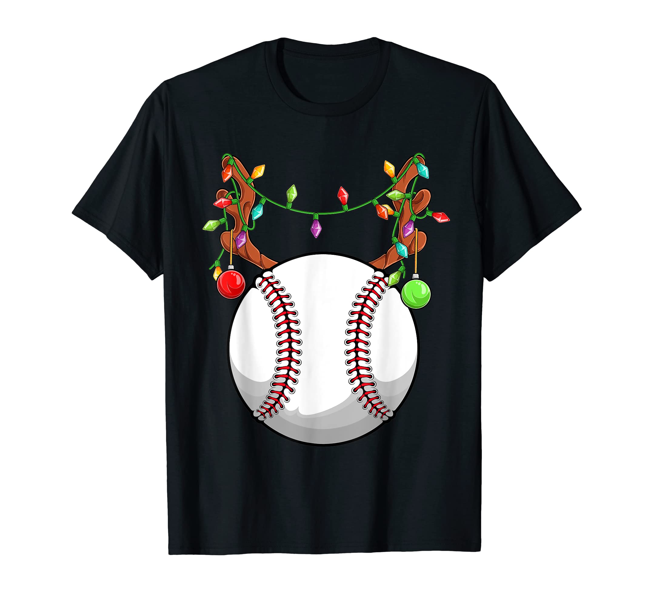 Baseball Ball Reindeer Ornaments T-Shirt - Novelty Apparel for Adults - T-Shirt, Sweatshirt, Hoodie